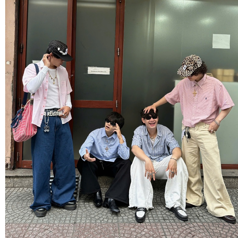 NORMAL COLOR LOOSE PLEAT - Quần jeans trắng ống rộng rách ống | BigBuy360 - bigbuy360.vn