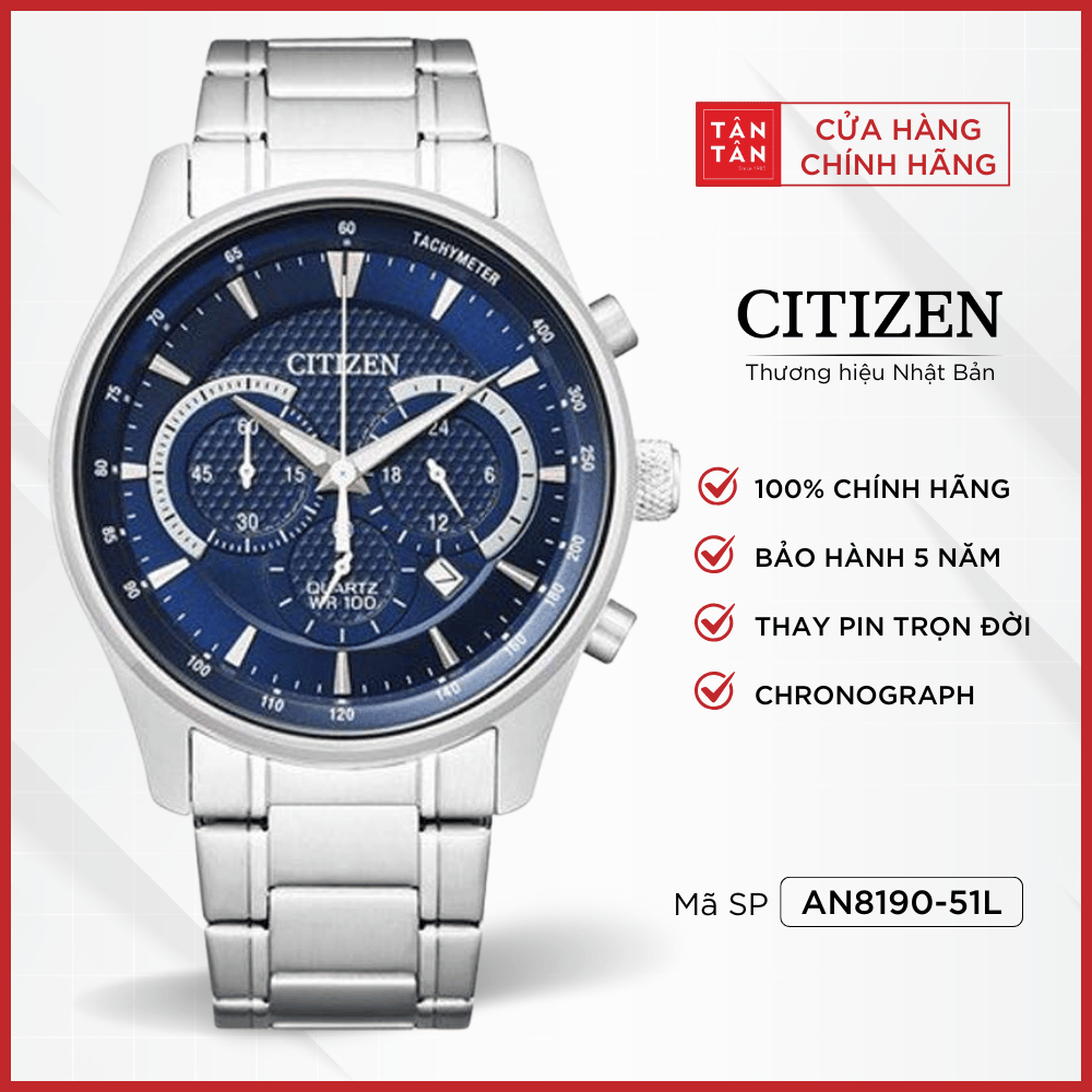 Đồng Hồ Nam Citizen Chronograph AN8190-51L Quartz 42mm - Đồng Hồ Tân Tân