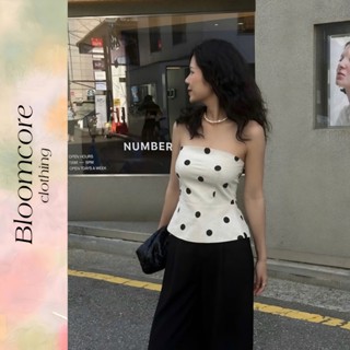  Áo Ống Cúp Ngực Hoạ Tiết Chấm Bi Lớn 2 Lớp Chất Linen Sang Trọng Cho Nữ 