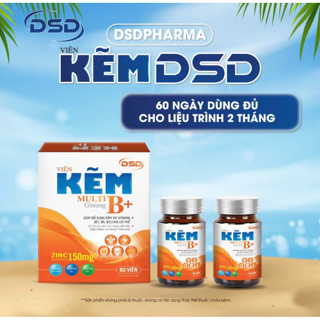 Kẽm DSD Multi B+ ginseng hộp 60 viên bổ sung kẽm và vitamin