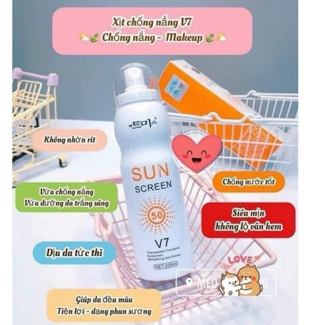 Xịt chống nắng Sun screen v7