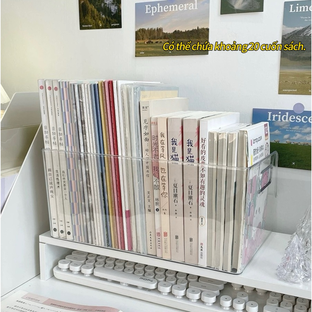 Acrylic trong suốt bookend để bàn hộp đựng sách người tổ chức máy tính để bàn trẻ em giá sách sinh viên bàn giỏ đựng đồ
