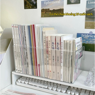 Acrylic trong suốt bookend để bàn hộp đựng sách người tổ chức máy tính để bàn trẻ em giá sách sinh viên bàn giỏ đựng đồ