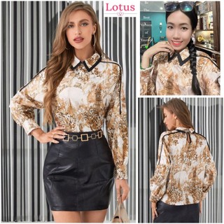 Lotus Áo Sơ Mi Nữ Dáng Suông in Tháp Elizabeth Đẹp Form Rộng Đi Chơi Đi Làm Văn Phòng / Sơ Mi Công Sở Dáng Rộng Tay Dài