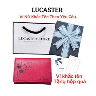 Ví nữ da thật khắc tên theo yêu cầu Hàn Quốc đựng thẻ thời trang Lucaster LRC005 bảo hành 12 tháng