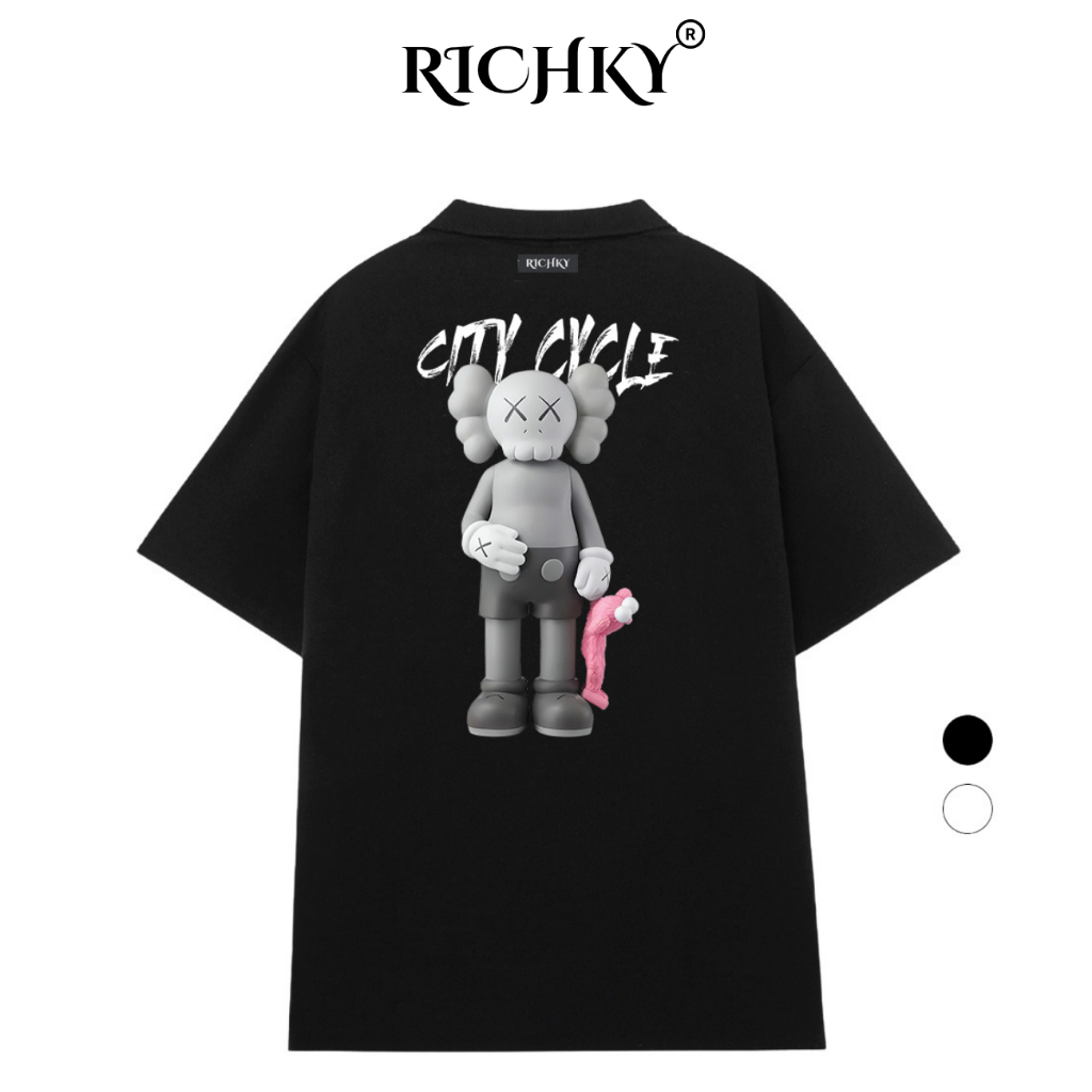 Áo Thun Có Cổ Polo Richky Luxury Premium Tee  Kaws Gone City Cycle