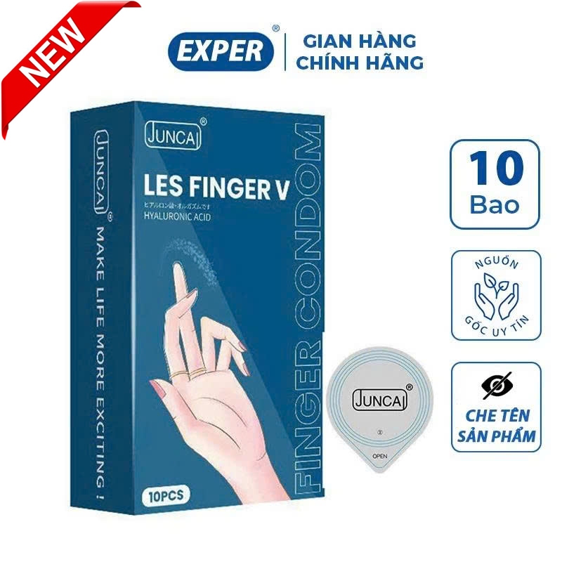 Bao cao su ngón tay dành cho cả nam và nữ Juncai LES FINGER, bcs ngón tay siêu mỏng nhiều gel hương hoa quả