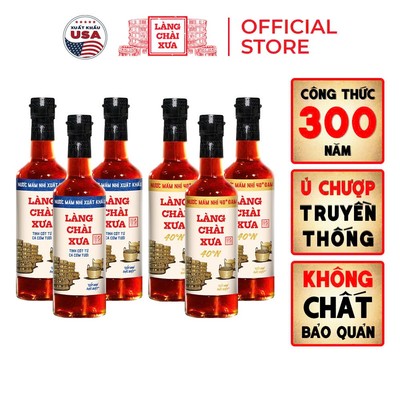 [Tặng Nước tương 125ml] Thùng 6 chai 3 XANH 3 VÀNG 40N Nước mắm nhỉ truyền thống Làng Chài Xưa 500ml