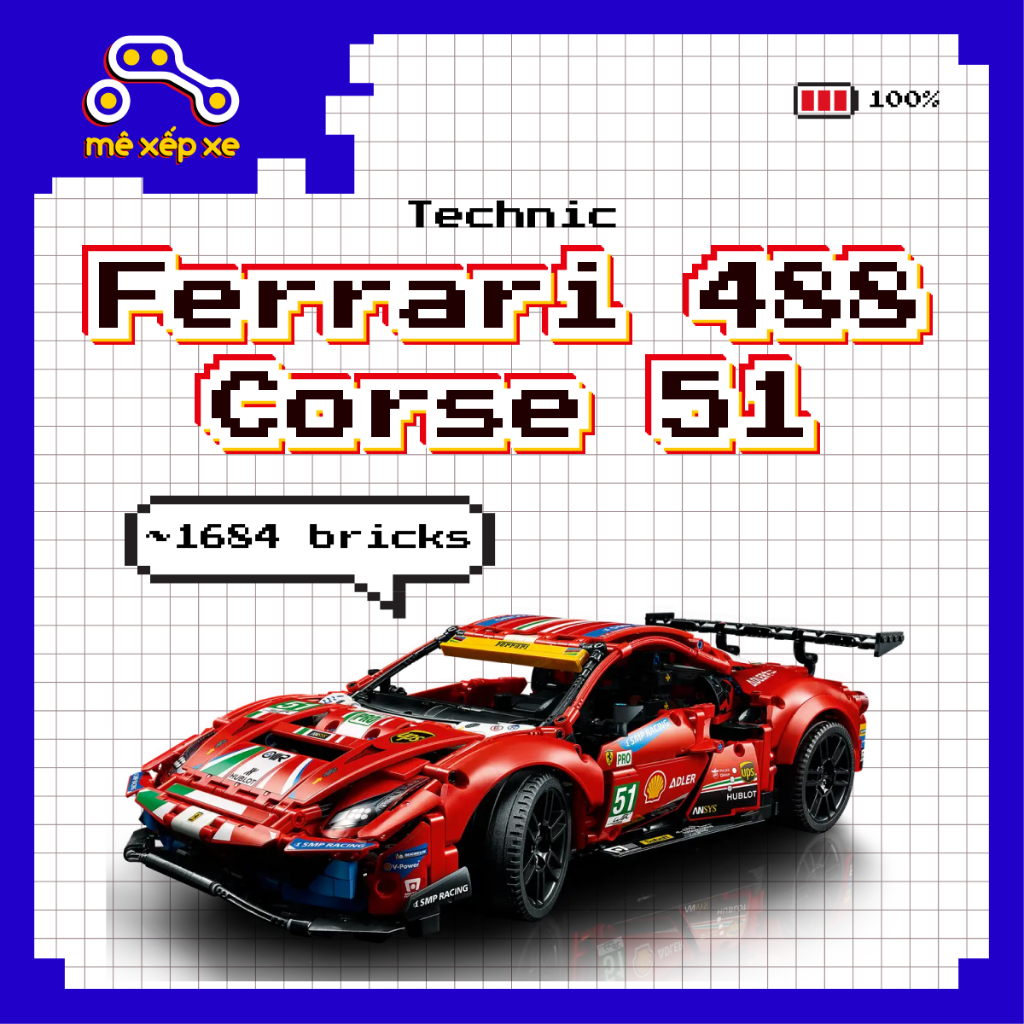 Mô hình lắp ráp Technic Ferrari-488-GTE-AF-Corse51 mô hình tỷ lệ 1:8 42143