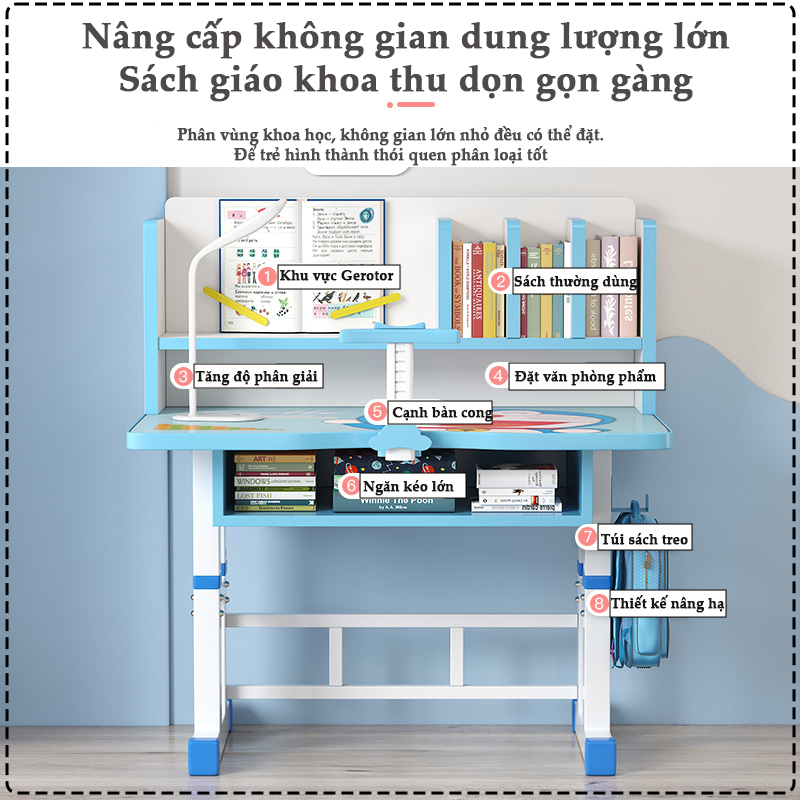 HEINO Bộ Bàn Học Thông Minh Cao Cấp Cho Bé Từ 3Tuổi Tới 16 Tuổi Chống Gù Chống Cận Có Nâng Hạ Độ Cao | BigBuy360 - bigbuy360.vn