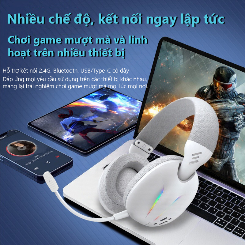 Tai nghe Gaming R91 LED RGB 7.1 Surround Có Mic 2.4G Có sẵn cho PC / Máy tính / Laptop | BigBuy360 - bigbuy360.vn