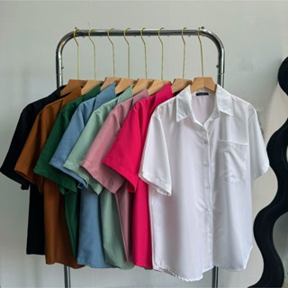 Áo sơ mi bigsize nữ tay ngắn túi hộp chất vải kate ít nhăn không co giãn có size 60-100kg - SM1T 