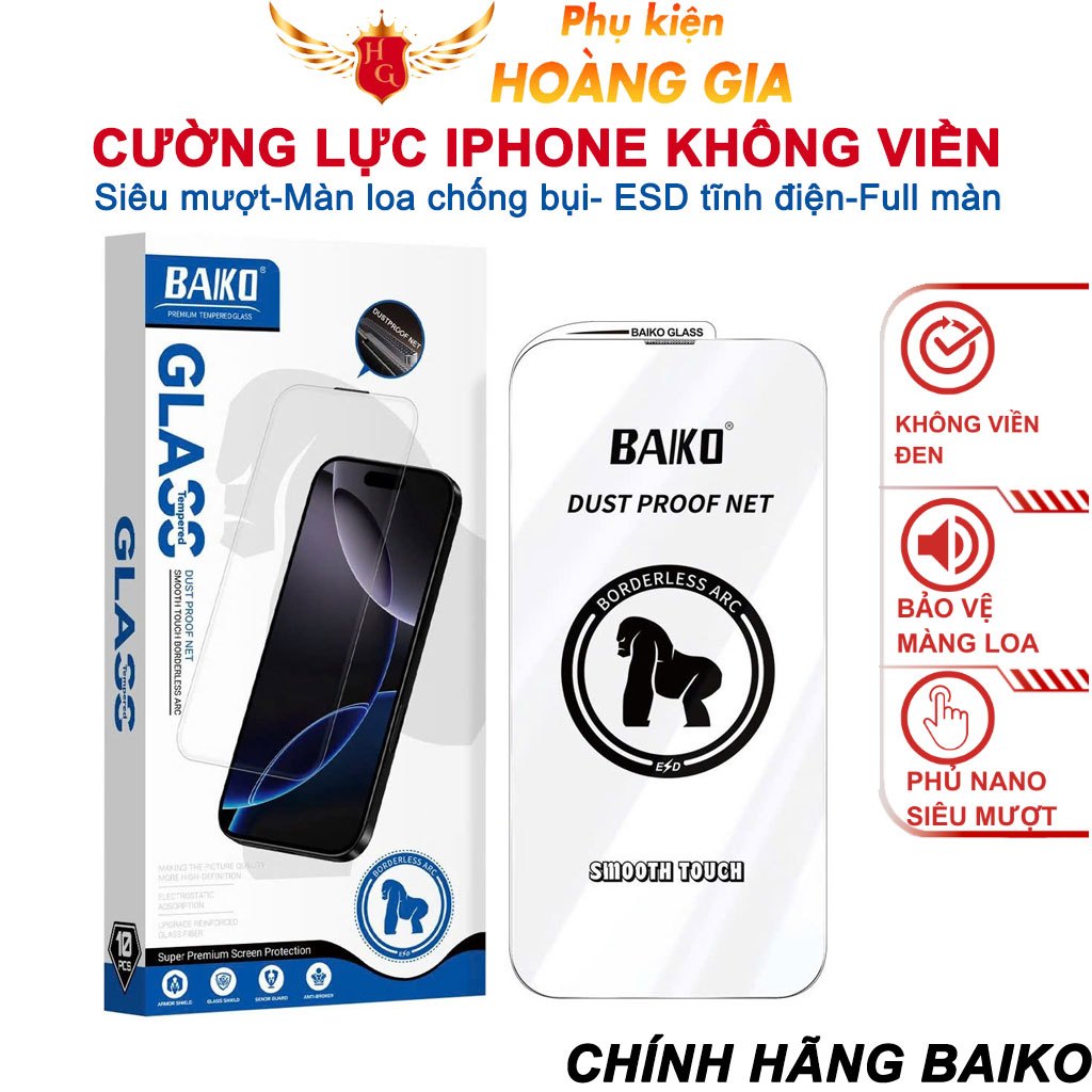 Kính cường lực iPhone Không viền trong suốt Full màn hình 15 Pro max 16 Pro max 17 Pro max 14 13 11 Xsmax [BK-Trắng] | BigBuy360 - bigbuy360.vn