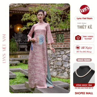    Tặng Quần   Áo dài lụa LADL25001L hồng phấn thêu họa tiết tinh tế,Áo Dài Tết form suông dài tay nhẹ nhàng thoải mái 