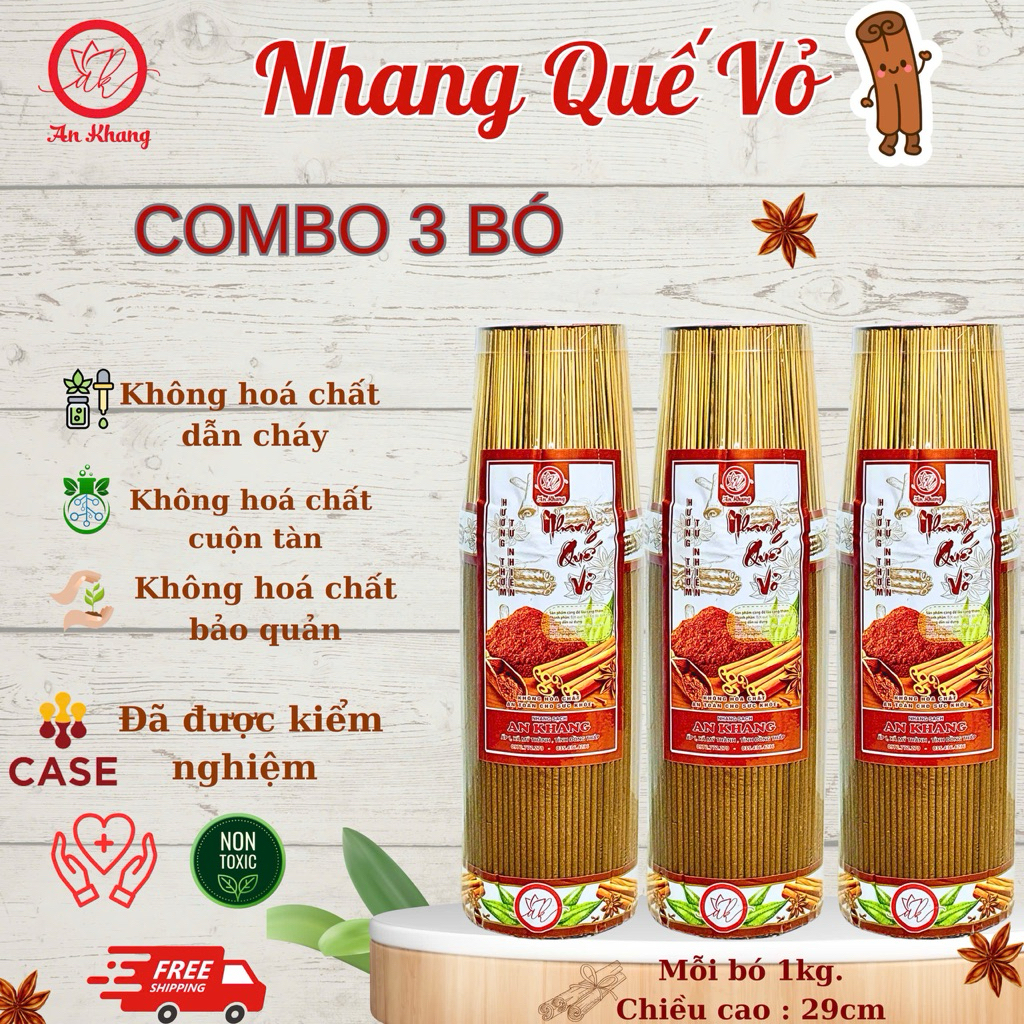 Nhang quế Vỏ An Khang Phân loại Nhang 3 tất hương thơm dịu nhẹ