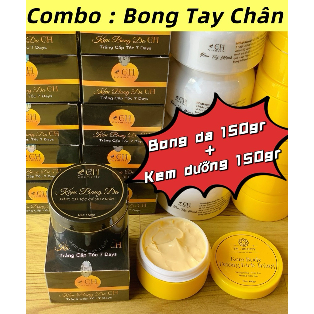 Combo Kem Bong Da CH 150gr + Kem Dưỡng Kích Bong TM 150gr ( Bong Tay Chân)