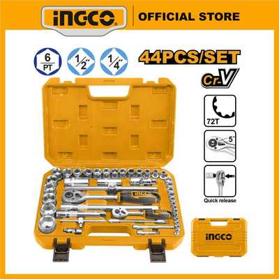 INGCO Bộ 44 chi tiết đầu tuýp 1/4"&1/2" inch HKTS42441