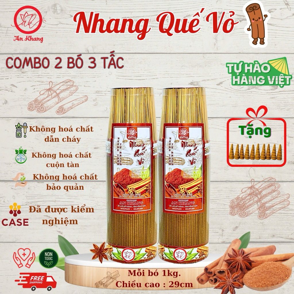 Nhang Quế Vỏ 3 Tấc An Khang Hương Thơm Dịu Nhẹ ( ComBo 2 Bó 2 Kí )