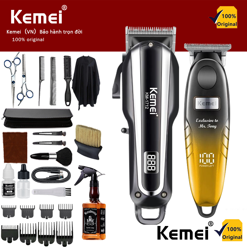 Kemei Tông Đơ Cắt Tóc Không Dây Chuyên Nghiệp - Tông Đơ Cho Gia Đình Và Salon Bộ tông đơ cắt tóc KM-