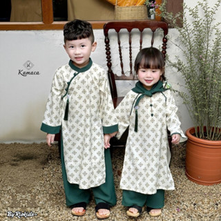   9-24kg CHÍNH HÃNG Áo dài Tết cách tân CẬU MỢ đũi lụa cho bé trai bé gái du xuân đi chùa Kamaca AD14 