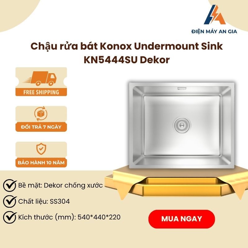 Chậu Rửa Bát Konox Chống Xước Workstation Sink Undermount KN5444SU Dekor – Inox 304 Cao Cấp - PEB
