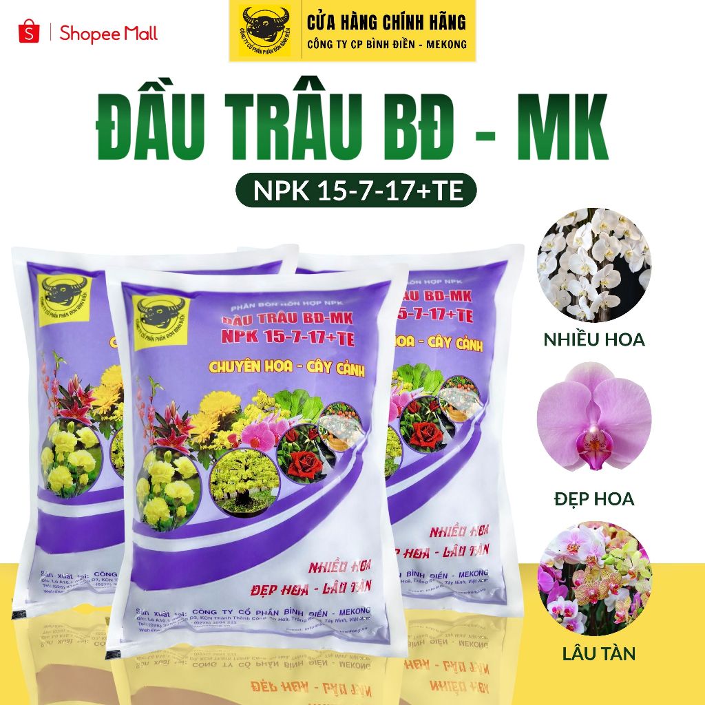 Phân bón Đầu Trâu Bình Điền - Mekong 15-7-17 + Te (1kg)