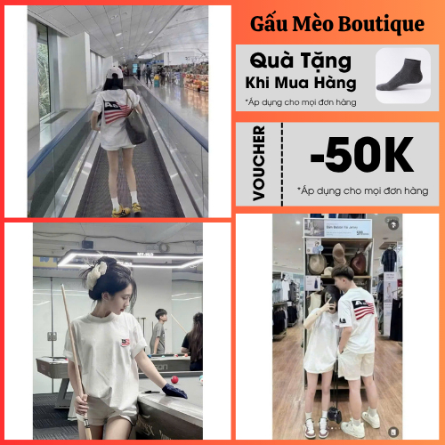 Áo Thun Nam Nữ AA Studio Thêu Xù Lá Cờ Form Rộng Tay Lỡ Chất Cotton Hottrend