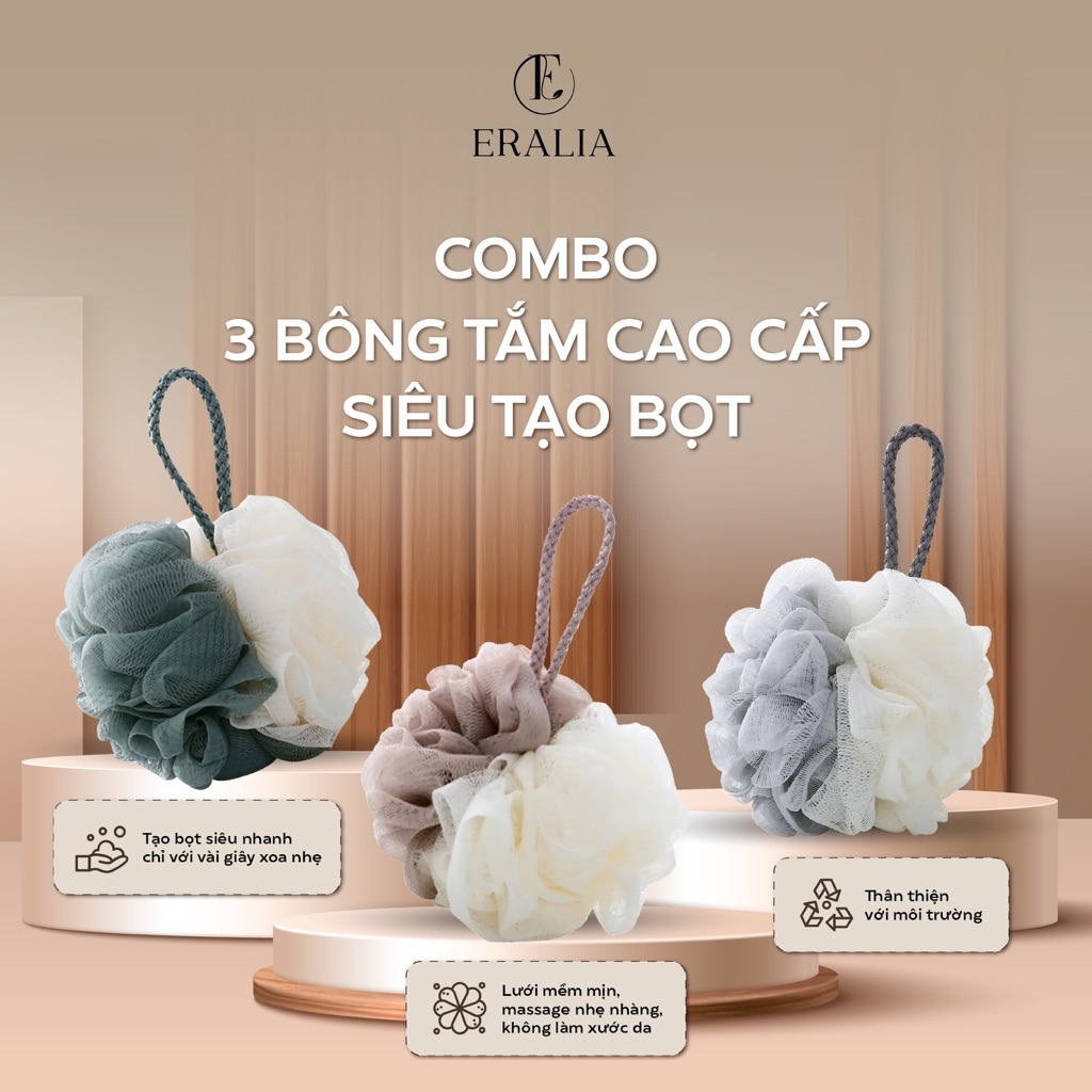 COMBO 3 Bông tắm Eralia siêu tạo bọt