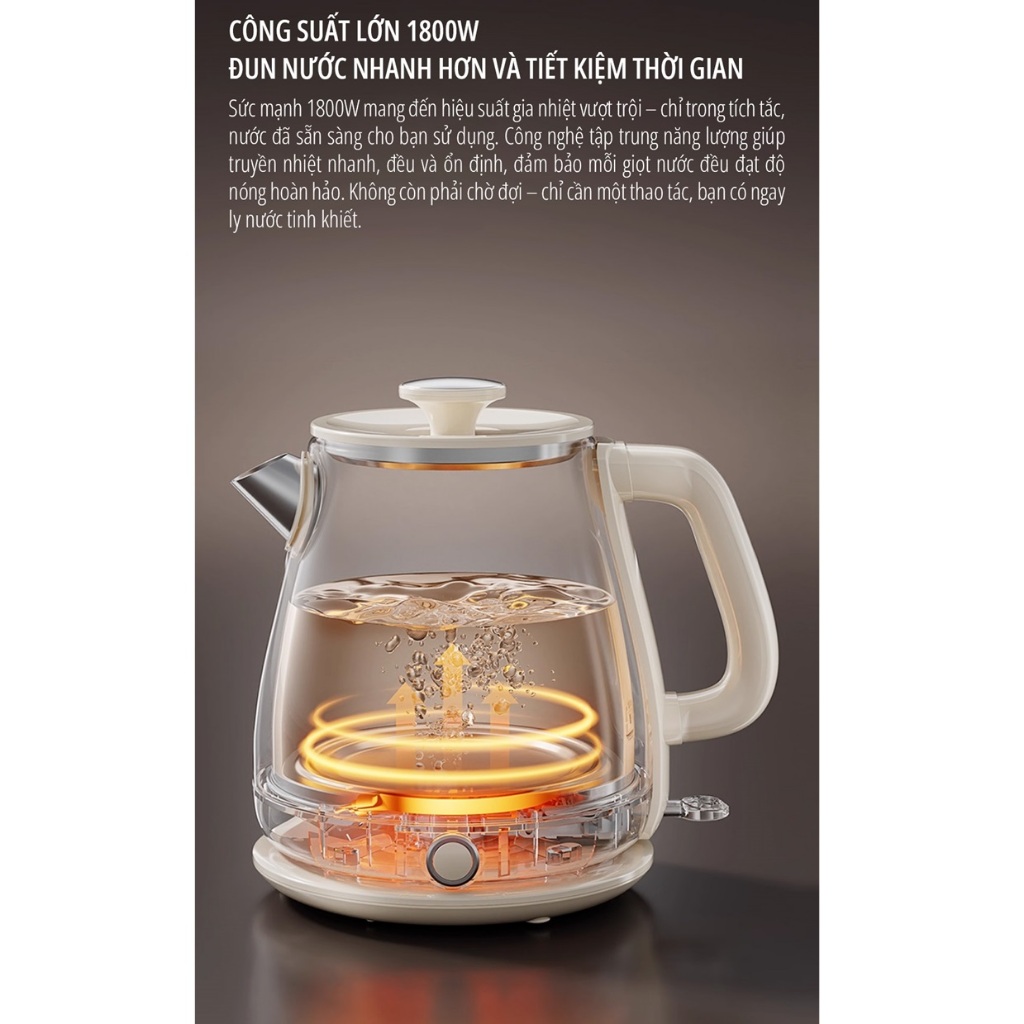 Ấm siêu tốc cao cấp miLife N6, giữ nhiệt ở 45 độ pha sữa, 1.8L inox 316 | BigBuy360 - bigbuy360.vn