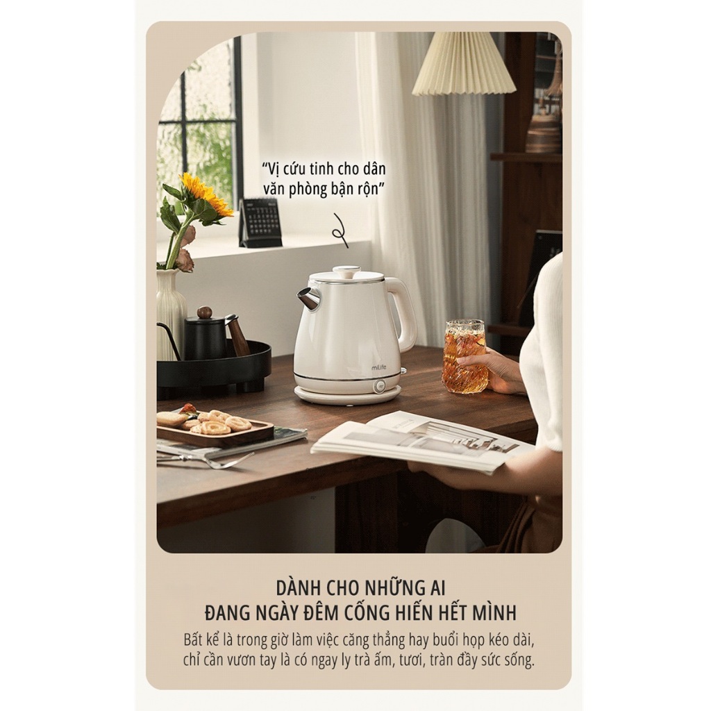 Ấm siêu tốc cao cấp miLife N6, giữ nhiệt ở 45 độ pha sữa, 1.8L inox 316 | BigBuy360 - bigbuy360.vn