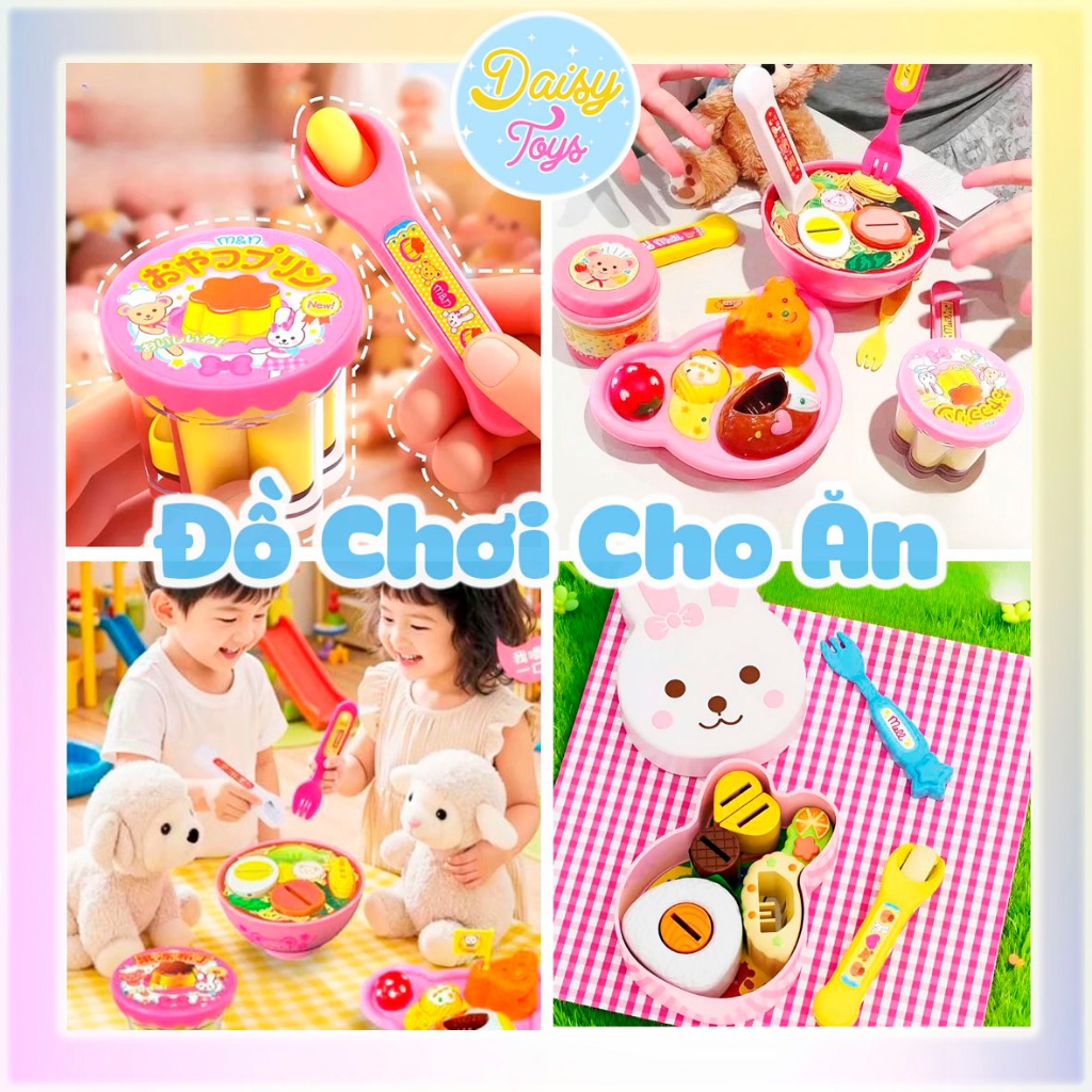 Đồ Chơi Cho Ăn Hình Bánh Pudding, Bát Mì Caramen, Kem Ốc Quế, Cơm Thỏ, Cơm Gấu - Đồ Chơi Mô Phỏng Gi