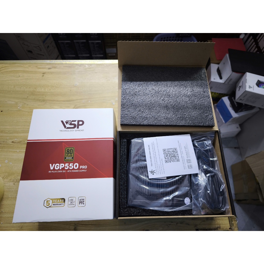 Nguồn Máy Tính VSP VGP550BRU PRO 550W - Chuẩn 80 PLUS Bronze, Active PFC, DC-to-DC, Tụ Nhật, Bảo Hàn