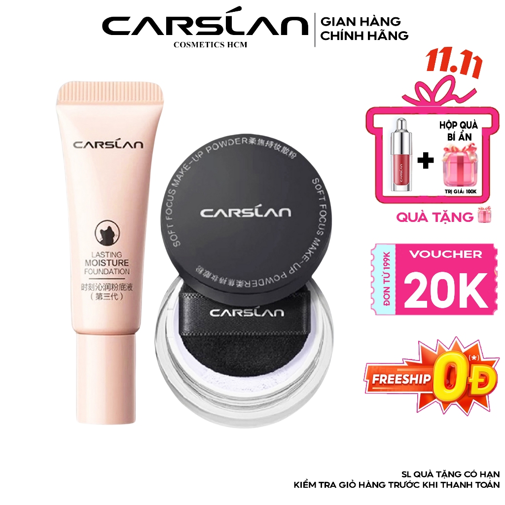 Combo mini Carslan kem nền và phấn phủ trang điểm kiểm soát dầu phiên bản mini 5g | BigBuy360 - bigbuy360.vn