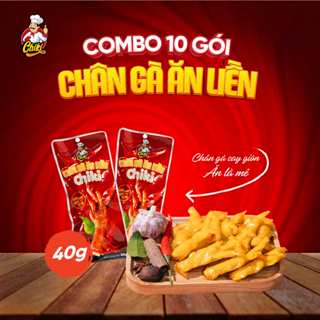  Combo 10 Gói Chân Gà Nguyên Xương CHIKI 40G_Cay Tê Giòn Rụm Ăn Liền Siêu Ngon | Đồ Ăn Vặt Tiện Lợi 