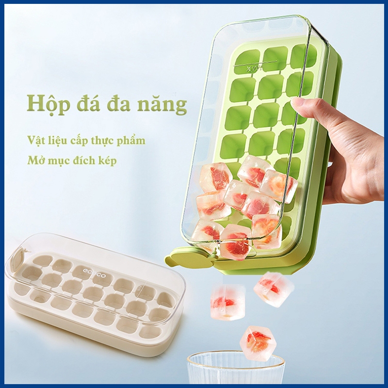 Khay Làm Đá Tủ Lạnh Xả Đá Sau 1 Lần Nhấn Nhựa Pp Cao Cấp An Toàn Sức Khoẻ Khuôn Làm Kem Thạch Bi Trò