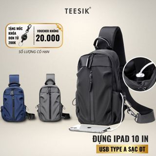  Túi nam đeo chéo TEE SIK túi đeo chéo cao cấp dáng balo đeo vai chống nước có ngăn sạc USB TS36 