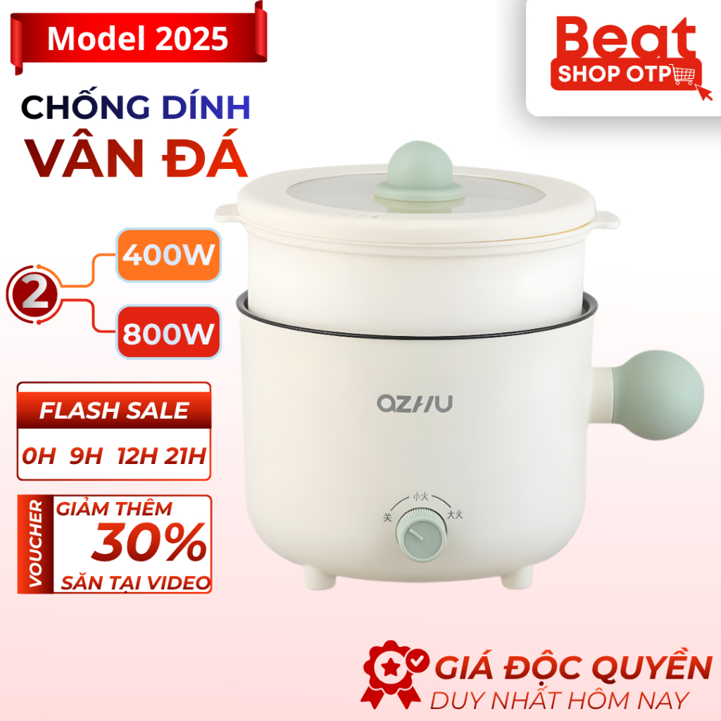 Nồi Lẩu Điện Đa Năng Mini Kèm Giá Hấp Inox Dung Tích 1.8L, Nồi Lẩu Mini Nấu Ăn Cực Nhanh Và Tiện Lợi