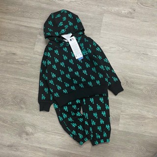  Bộ nỉ hoodie cao cấp họa tiết chữ xanh lá cho bé trai bé gái từ 20-50kg 