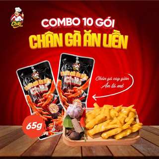  Hộp 10 Gói Chân Gà Nguyên Xương CHIKI 65G – Loại 2 Chân Gói Cay Tê Giòn Rụm Ăn Liền Siêu Ngon 