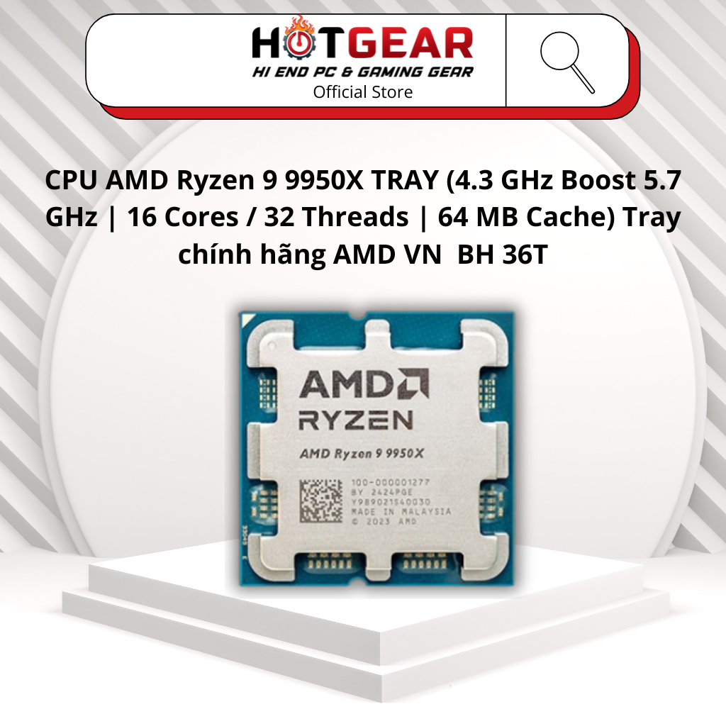 CPU AMD Ryzen 9 9950X TRAY (4.3 GHz Boost 5.7 GHz | 16 Cores / 32 Threads | 64 MB Cache) Tray chính 