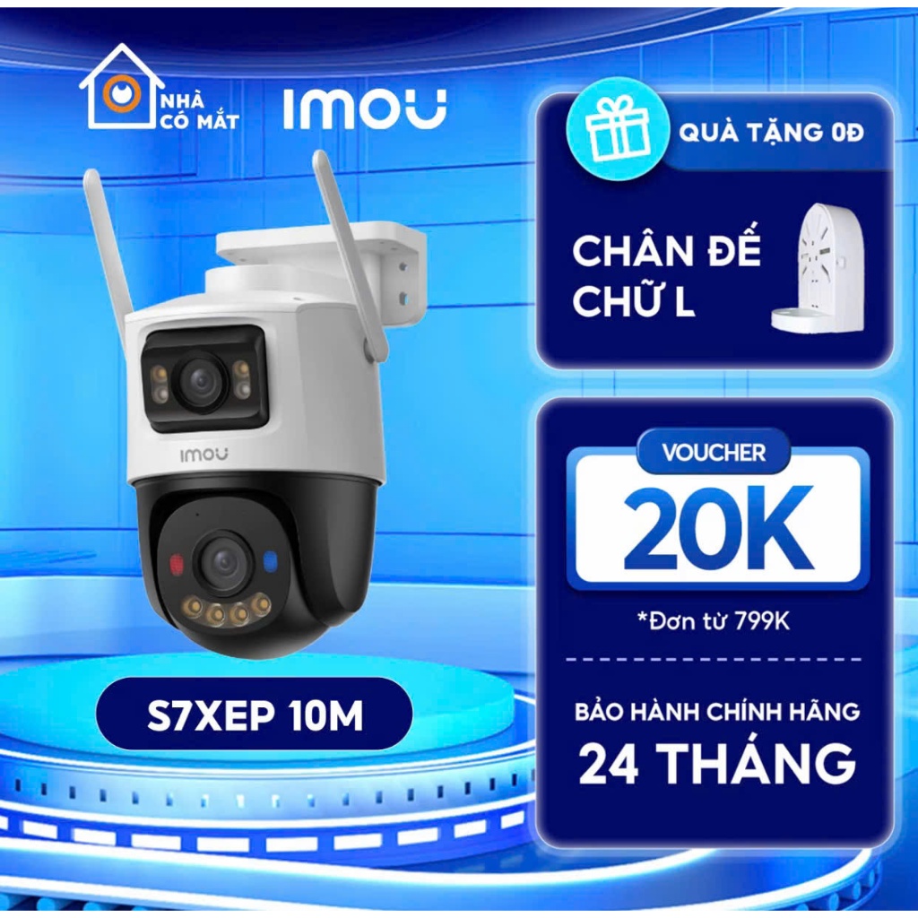 Camera Wifi IMOU Ngoài Trời S7XEP-6M0WED/10M0WED 6MP/10MP, 2 Mắt Góc Rộng Xoay 360 Độ, Bảo Hành 2 Nă