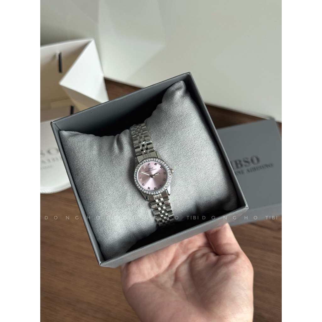 𝐈𝐁𝐒𝐎 / 23mm chính hãng đồng hồ nữ dây kim loại IBSO donghotibi fullbox chống nước bảo hành