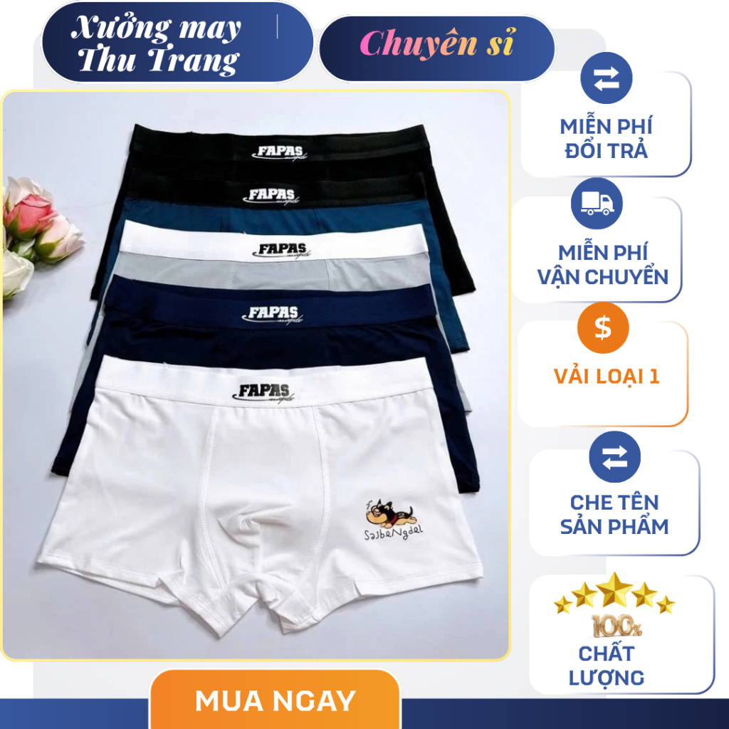 Combo 3.4.5 Quần Sịp Đùi Boxer Nam (45-82kg), Combo 3-4-5 sịp đùi boxer mềm mịn chất cotton thoáng m