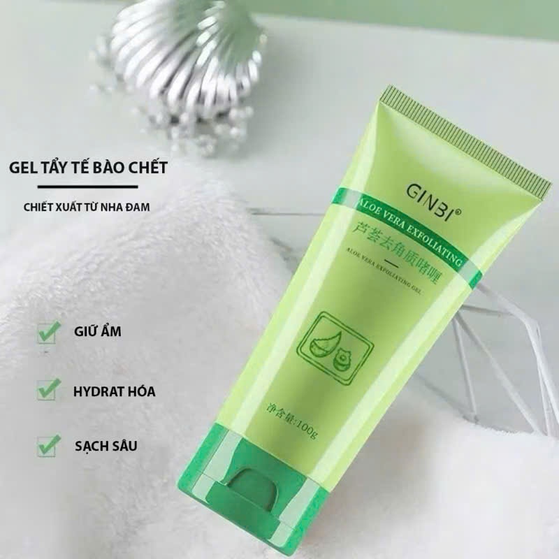 Gel tẩy da chết nha đam Gibi tuýp 100g hỗ trợ làm sáng cấp ẩm làm sạch dưỡng trắng
