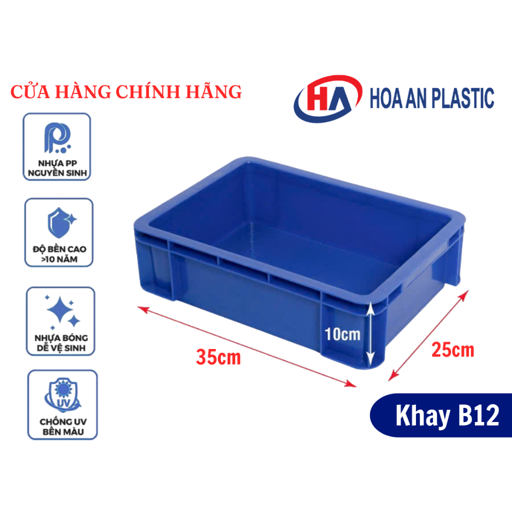 Hoa An Plastic Nhựa Hòa An HA, Khay nhựa B12 Kích Thước 35x25x10 cm