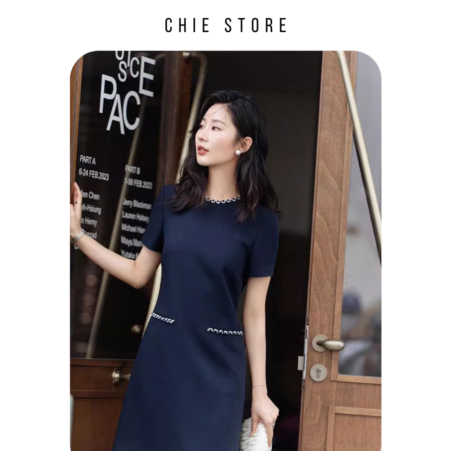 Đầm thiết kế CHIE công sở Rian dress - xanh navy