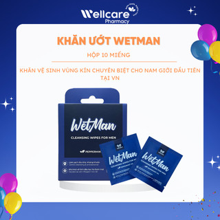 [Chính Hãng] Khăn Ướt Vệ Sinh Vùng Kín Cho Nam Wetman Hương Bạc Hà Dịu Êm Cân Bằng PH - Hộp 10 Miếng