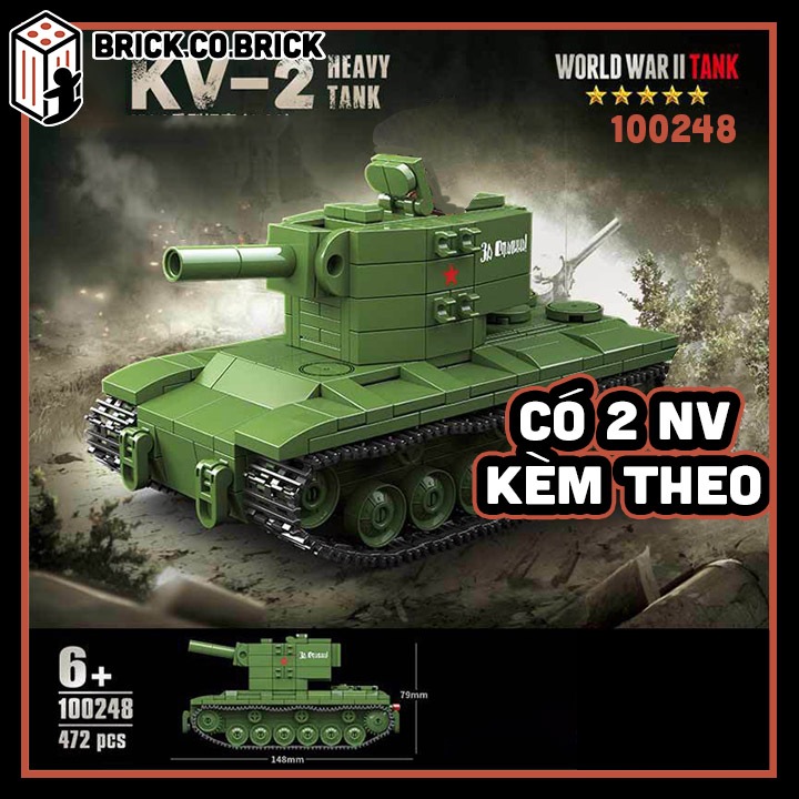 Mô hình Nhân vật Xe Tăng Tiger I Panzer Tank Mô hình Tank KV-2 Hạng nặng Quân sự 100248