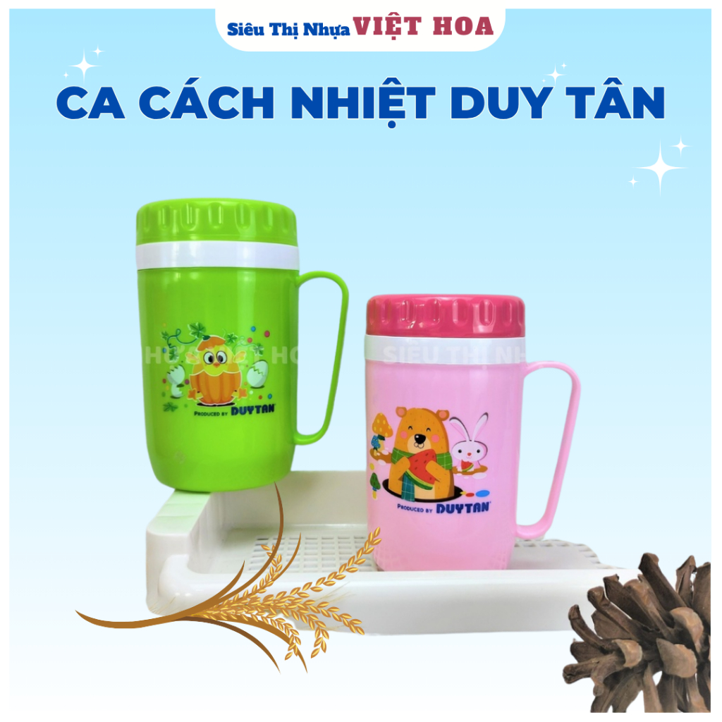 Ca Cách Nhiệt Duy Tân, Ca Uống Nước Dễ Thương, Ca Nước Đi Học, Ca Cách Nhiệt Duy Tân 350ml - 500ml -