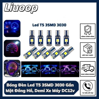 LIUOOP Bóng đèn Led T5 3SMD gắn mặt đồng hồ, demi, xe máy, ô tô DC 12V